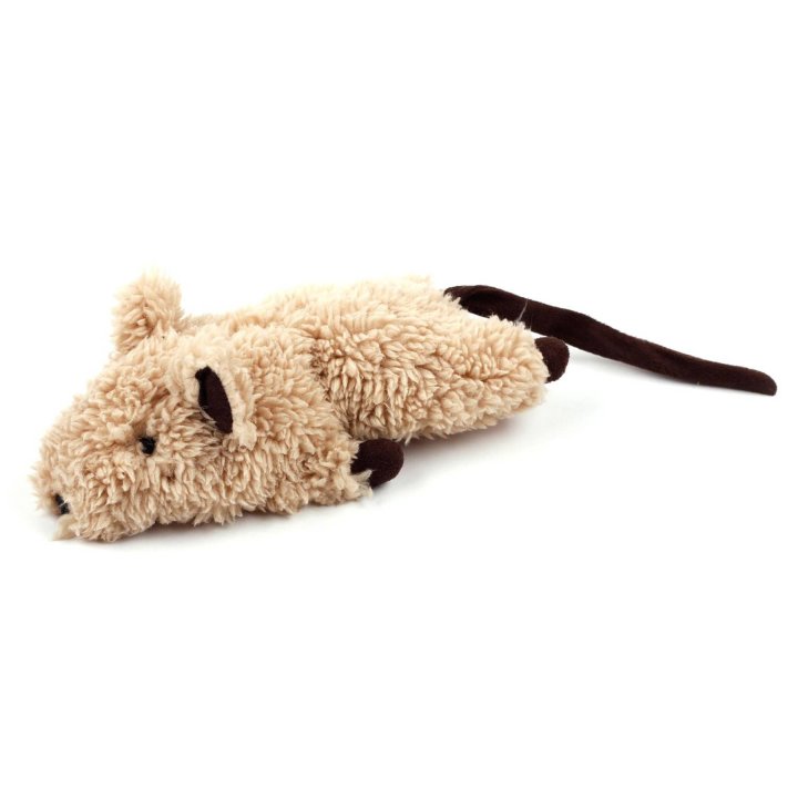 Katzenspielzeug Plüschmaus aus Lammwolle – Jumbo Crinkle Catnip Rodent – hellbraun