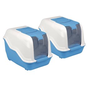 2-pack XXL litter box NETTA MAXI white-blue with free play mice