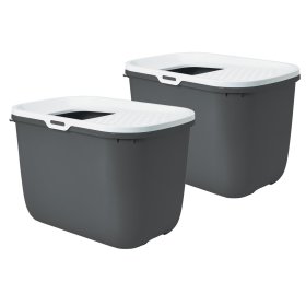 2er Sparpack cat toilet HOP IN entry from above gray with...