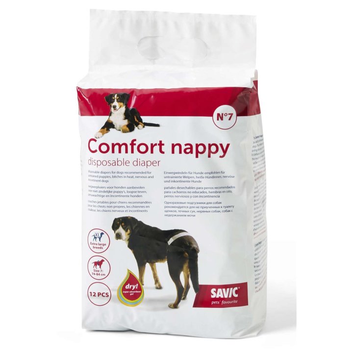Hundewindel Einwegwindel Hunde Schutzhose Comfort Nappy Größe 7 (Taillenumfang: 74-84 cm)
