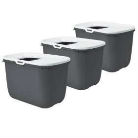 3er Sparpack cat toilet HOP IN entry from above gray with...