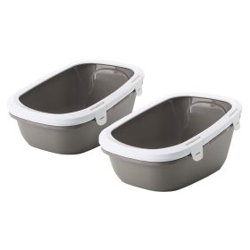 Economy pack of 2 cat litter trays SIMBA with rim + sieve insert