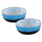 2er Sparpack Cat Bowl Water and Food Bowl Cat Love Bowl with free toys orange, blue, pink