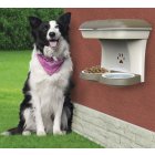 Feeding station with 2 wells and storage compartment for wall mounting Feed double bowl