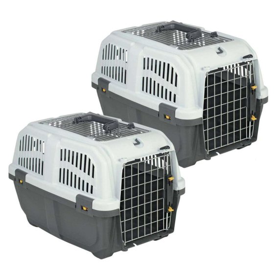 2er Sparpack Transportbox Hundebox Katzenbox SKUDO 2 OPEN mit gratis Hundespielzeug