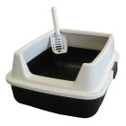 2-pack parcel toilet litter box MARCELLO with extra high rim + free cat toy