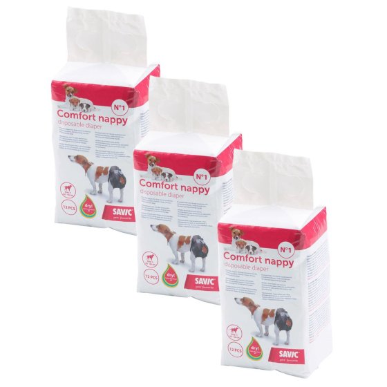 36er Sparpack Dog Diaper Disposable Diaper Dogs Comfort Nappy Size 1 (waist size: 32-42 cm)