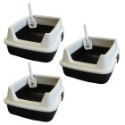 3er economy pack cat toilet cat litter MARCELLO with extra high edge + free cat toy