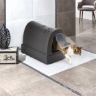 cat toilet hood toilet with drawer carrying handle storage compartment carbon filter black