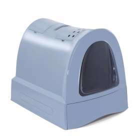 2er economy pack cat toilet with drawer carrying handle storage compartment blues