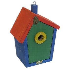 Nistkasten Vogelhaus Meisenkasten Nisthöhle Nisthilfe JOYA aus Lärchenholz Rot-Blau-Grün