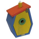 Nesting box birdhouse tit box nesting cave nesting aid STARTUP made of larch wood Red-Blue-Yellow