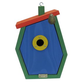 Nistkasten Vogelhaus Meisenkasten Nisthöhle Nisthilfe STARTUP aus Lärchenholz Rot-Grün-Blau