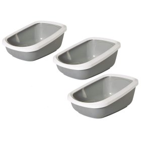 3-pack litter box litter tray with edge ASEO JUMBO + free...