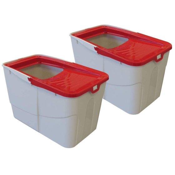2-pack economy litter box Sofia Open with access from above Red