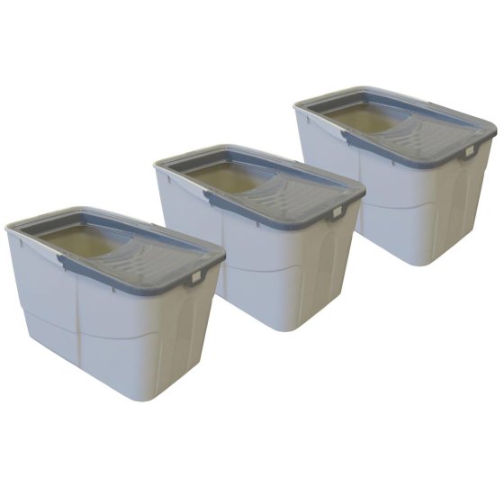 3-pack economy litter box Sofia Open with access from above 3 x grey + free play tunnel