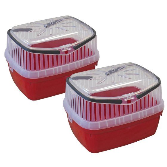 2 pcs. economy pack transport box for small animals like hamsters, guinea pigs, rabbits etc. 2 x red