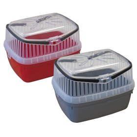 2er Sparpack Transportbox für Kleintiere wie Hamster, Meerschweinchen, Kaninchen usw. Rot + Grau