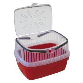 2er Sparpack Transportbox für Kleintiere wie Hamster, Meerschweinchen, Kaninchen usw. Rot + Grau