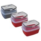 3-pack economy transport box for small animals like hamsters, guinea pigs, rabbits etc. 1 x grey + 2 x red