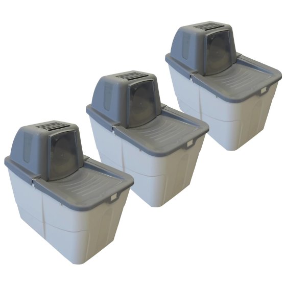 3-pack economy litter box Sofia Close with access from above 3 x grey