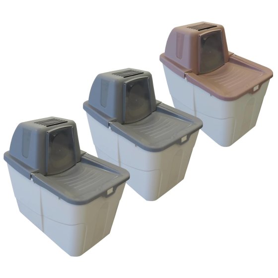3-pack litter box Sofia Close with access from above 2 x grey 1 x berry
