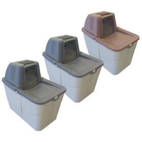 3er Sparpack Katzentoilette Katzenklo Sofia Close mit Einstieg von oben 2 x Grau 1 x Beere