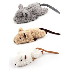 3 pcs. economy pack cat toy plush mouse made of lambs...