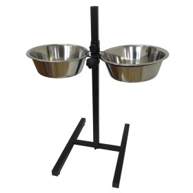 Feeding station height adjustable with stainless steel...
