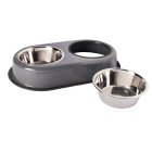 Feeding Station Double Bowl Feeding Bar with 2 Stainless Steel Bowls