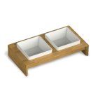 Feeding Station Ceramic Bowl Set Double Bowl for Cats and Small Dogs 2 x 400 ml