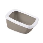 Cat Litter Box Tray Toilet with removable rim white-grey 57 x 41 x 28,5 cm