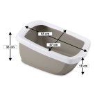 Cat Litter Box Tray Toilet with removable rim white-grey 65 x 47 x 33 cm