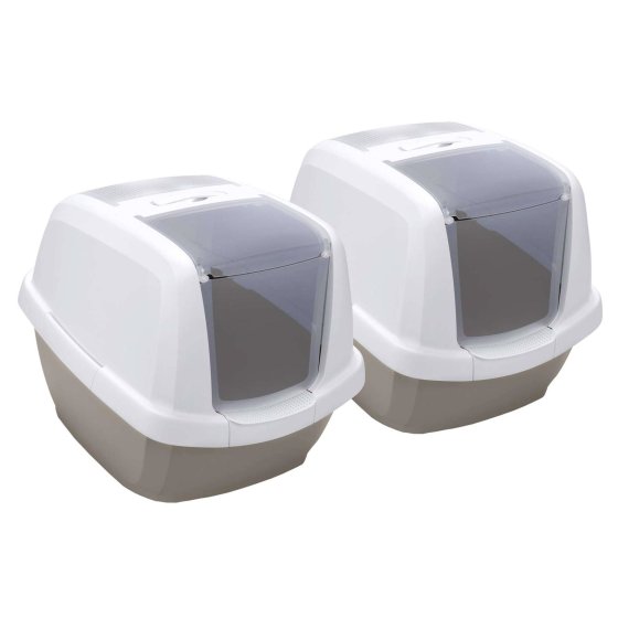 2-pack cat toilet litter box bonnet toilet white-grey + free toy