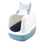 Sparpack Katzentoilette NESTOR JUMBO weiss-blau für große Katzenrassen inkl. Vorlegematte
