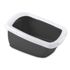 Cat Toilet Tray Litter tray with removable rim white-black 65 x 47 x 33 cm