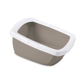 (B-WARE) Katzentoilette Katzenklo Schalentoilette mit abnehmbarem Rand weiss-grau 57 x 41 x 28,5 cm