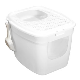 Cat Litter Box with Front and Top Entry White