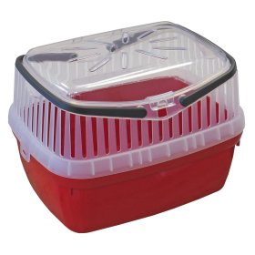 (B-WARE) Transportbox für Kleintiere wie Hamster, Meerschweinchen, Kaninchen usw. Rot