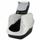 2-pack cat litter tray bonnet litter tray in marble look with free cat toy