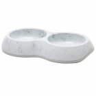 Economy package cat toilet in marble look + double bowl 2 x 200 ml