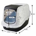 Economy package cat toilet in marble look + mat + food & water dispenser 1.5 litres each