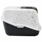 Economy package cat toilet in marble look + mat + food & water dispenser 1.5 litres each