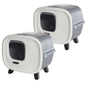 2er Sparpack Designer-Retro Katzentoilette mit Schwingklappe, Filter und Schublade