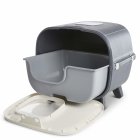2-pack designer retro litter tray with swing flap, filter and drawer