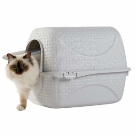 2-pack cat litter tray with rattan look, filter, litter...