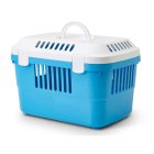 (B-WARE) Transportbox für Meerschweinchen, Kaninchen, Katzen, Nager und kleine Hunde Weiss-Blau