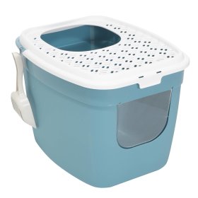 2-pack cat litter tray with front and top entry