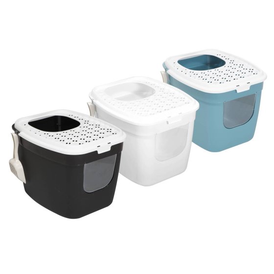 3-pack cat litter tray with front and top entry + free toys
