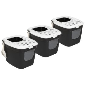 3-pack cat toilet litter tray with front and top entry...